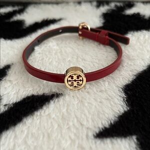 Tory Burch Red Bracelet with Gold Logo